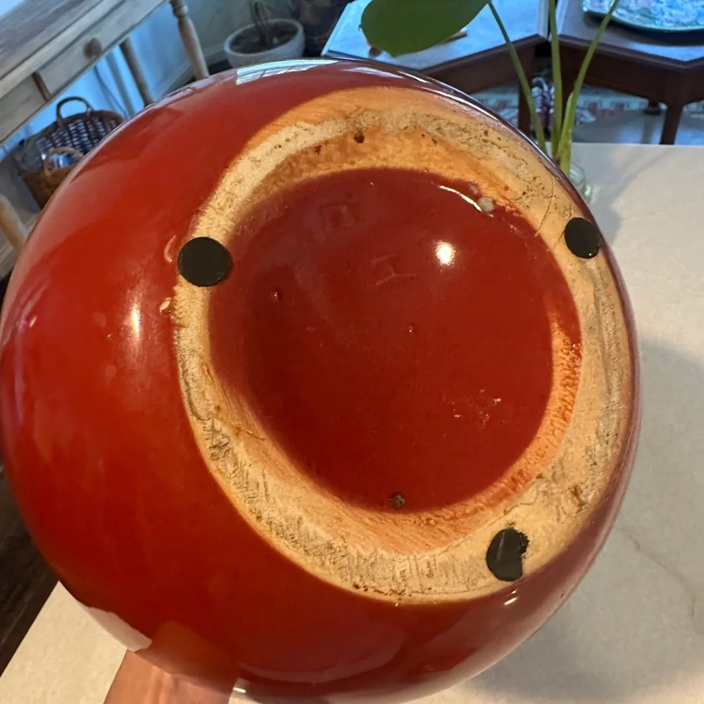 Handcrafted Ceramic Vase - Red and Brown MCM
